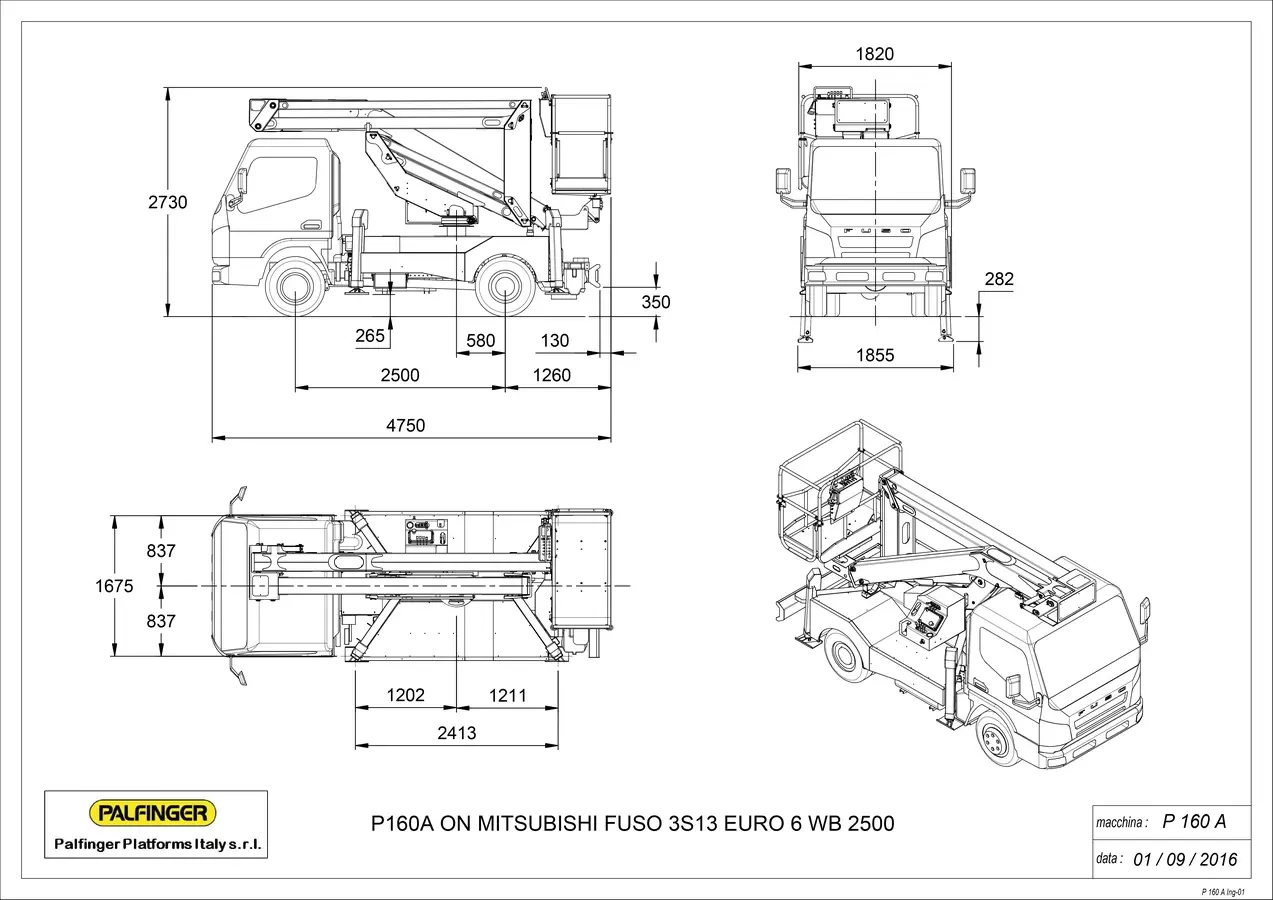 Габаритные размеры Palfinger P 160 A