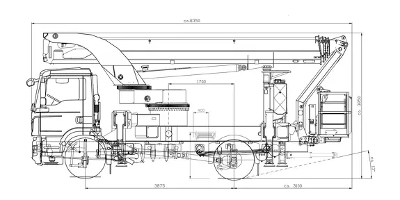 Габаритные размеры Palfinger P 370 KS