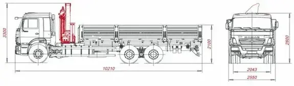 Габаритные размеры PALFINGER PK 15500A на базе КАМАЗ 65117