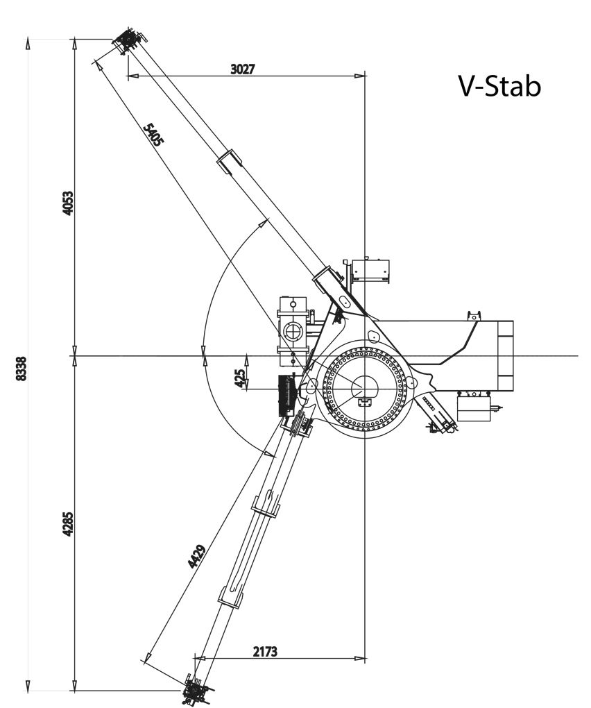 Габаритные размеры КМУ Effer 955_vstab