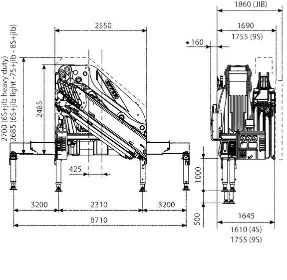 Габаритные размеры КМУ Effer 955