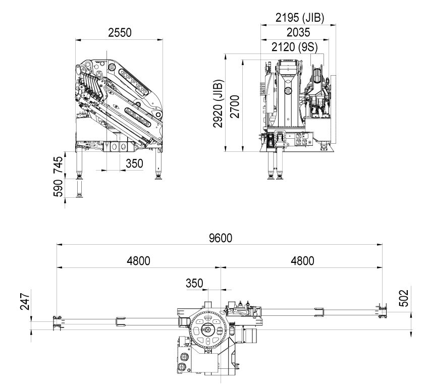 Габаритные размеры КМУ Effer 1255