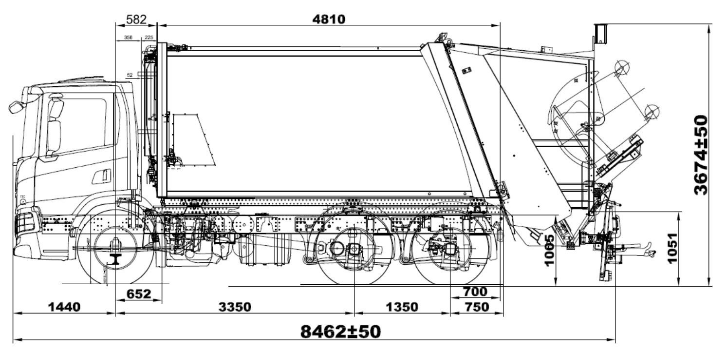 Габаритные размеры мусоровоза Scania P280 B4X2NA