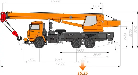 Габаритные размеры автокрана Клинцы КС-55713-1К-2