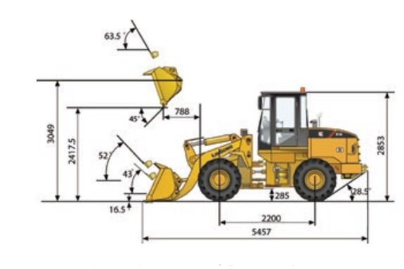 Габаритные размеры фронтального погрузчика LiuGong 816-c