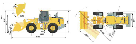 Габаритные размеры фронтального погрузчика SEM658D