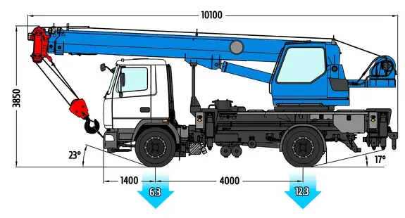 Габаритные размеры Автокрана Клинцы КС-35719-5-02