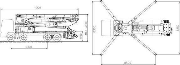 Габаритные размеры автобетононасоса CIFA K45H XRZ Carbotech