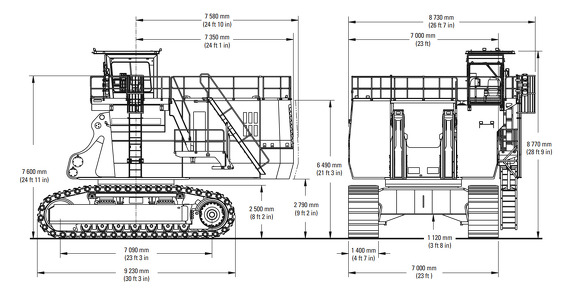 Габаритные размеры горного экскаватора CAT 6060 AC