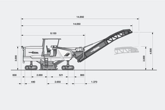 Габаритные размеры дорожной фрезы Wirtgen W 200