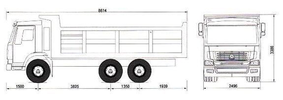 Габаритные размеры самосвала Howo A7 6х4